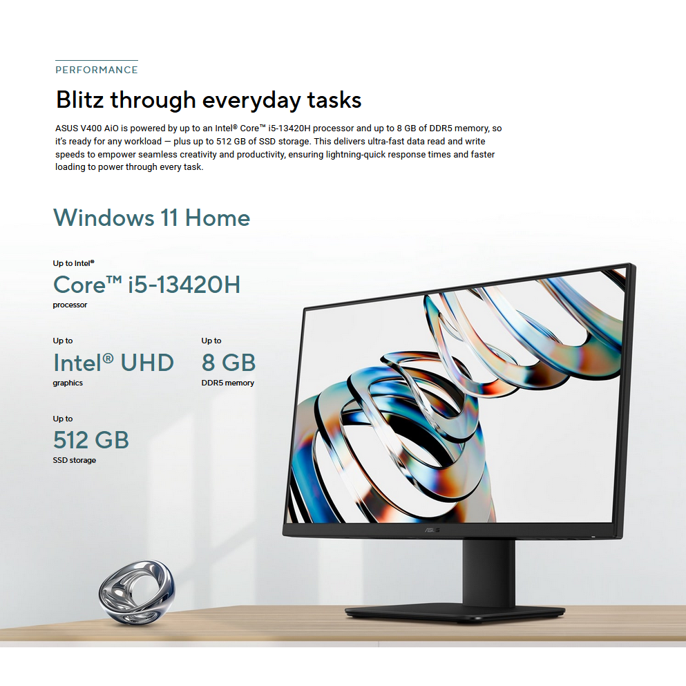 ASUS 23.8" V440VAK-WPC182W AIO | Intel Core i5 | 512GB SSD | 8GB RAM | FHD | All-In-One PC