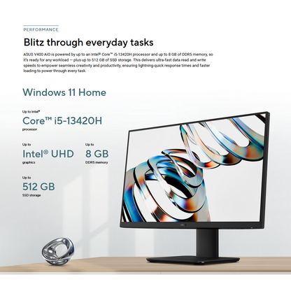 ASUS 23.8" V440VAK-WPC182W AIO | Intel Core i5 | 512GB SSD | 8GB RAM | FHD | All-In-One PC