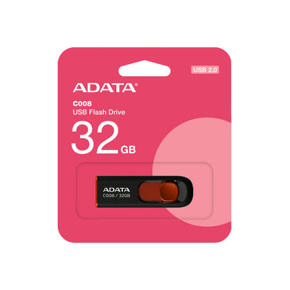 Adata C008 Retractable USB 2.0 32GB Flash Drive Red/Black