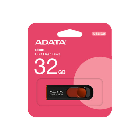 Adata C008 Retractable USB 2.0 32GB Flash Drive Red/Black