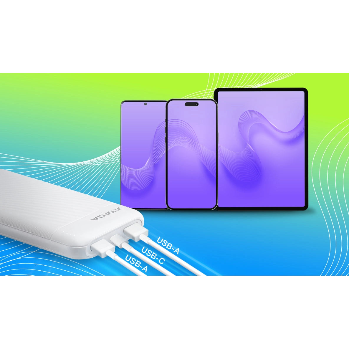 Adata C100 10000mAh 20W USB-C USB-A 3-Output Power Bank Black
