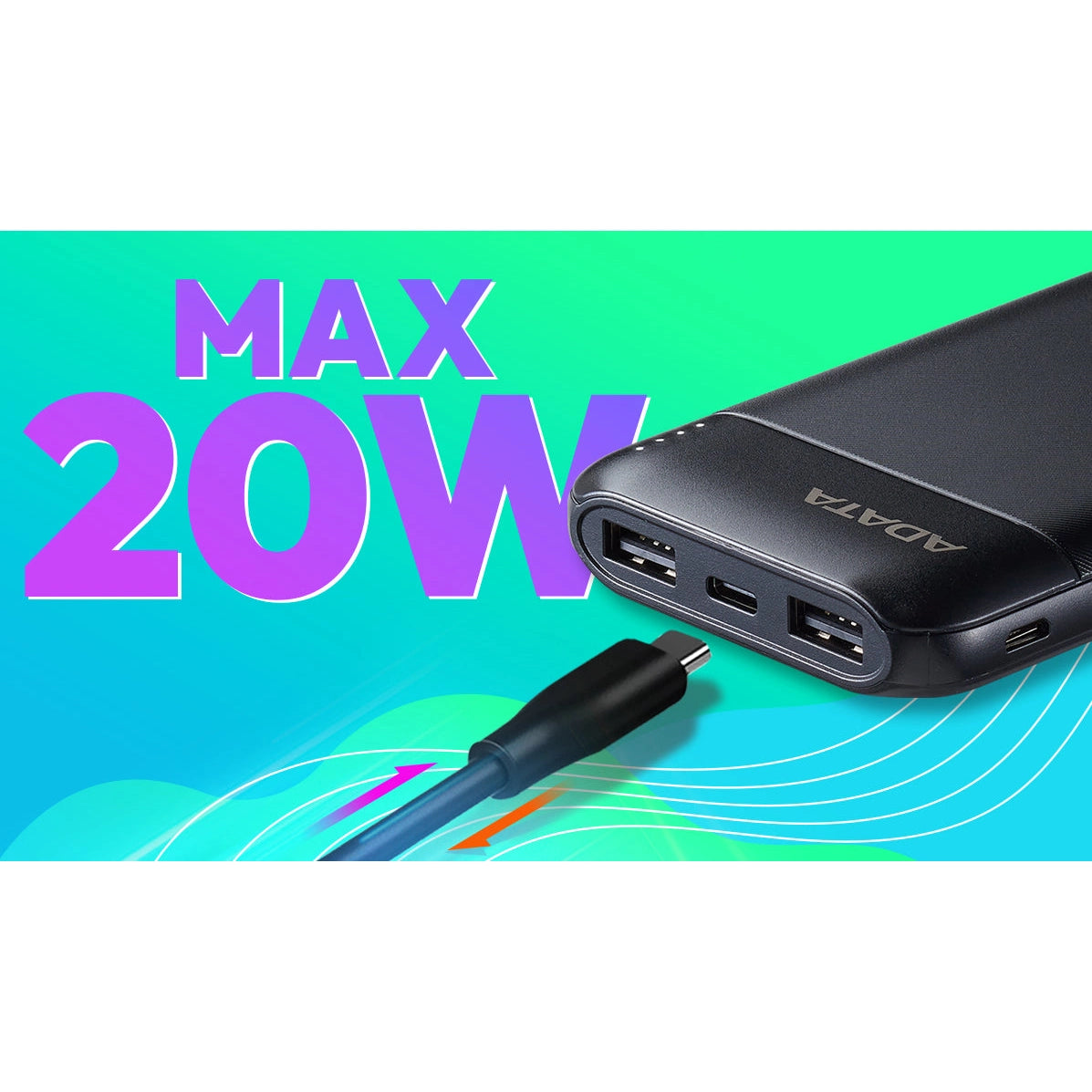 Adata C100 10000mAh 20W USB-C USB-A 3-Output Power Bank White