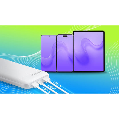 Adata C100 10000mAh 20W USB-C USB-A 3-Output Power Bank White