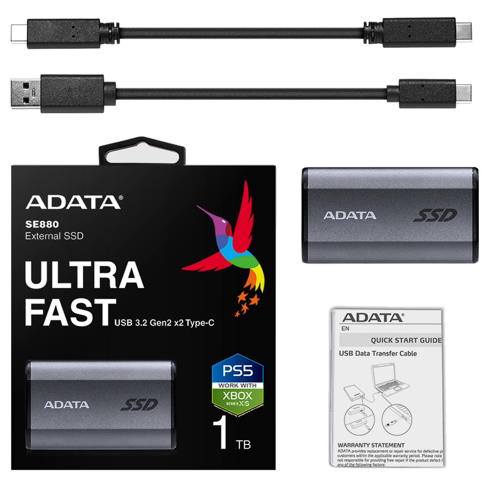 Adata SE880 1TB USB-C USB3.2 Gen 2 Type-C External Rugged Portable SSD