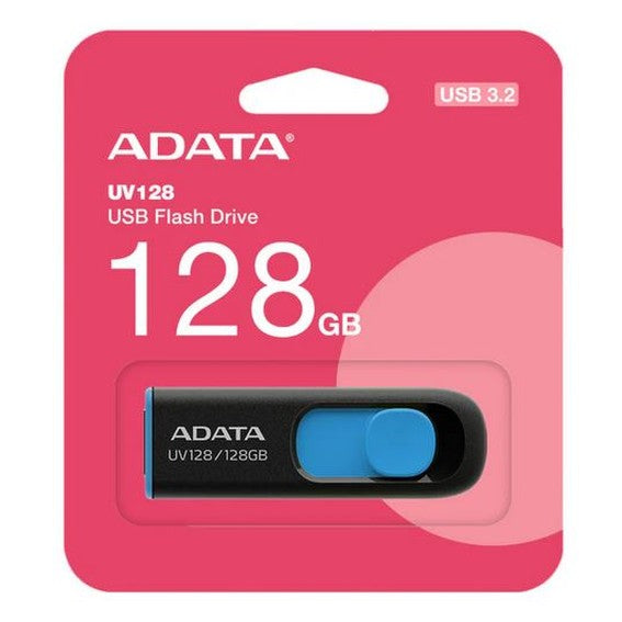 Adata UV128 Dashdrive Retractable USB 3.0 128GB Flash Drive Blue/Black