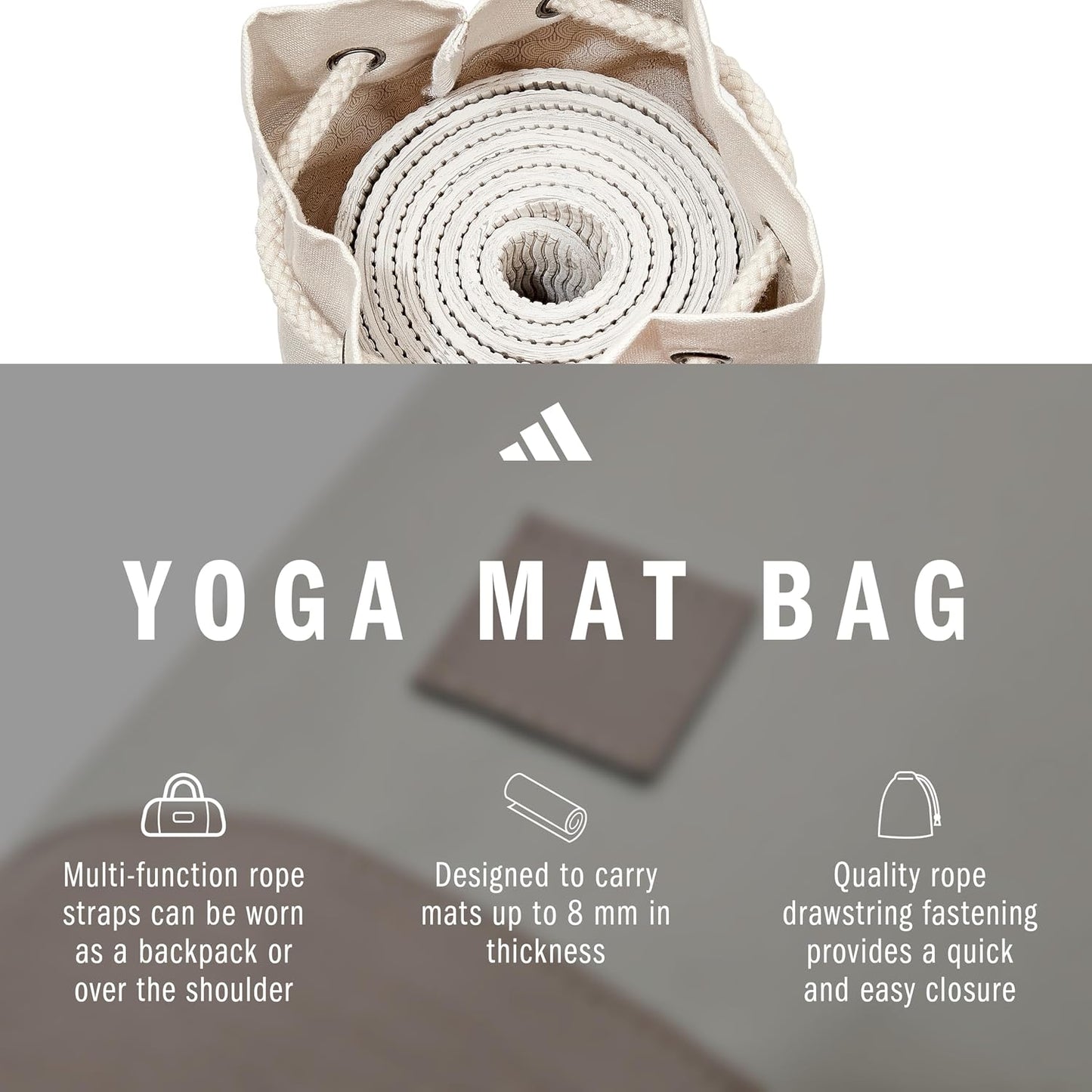 Adidas Yoga Mat Bag Pilates Fitness Stretch Training Chalky Brown