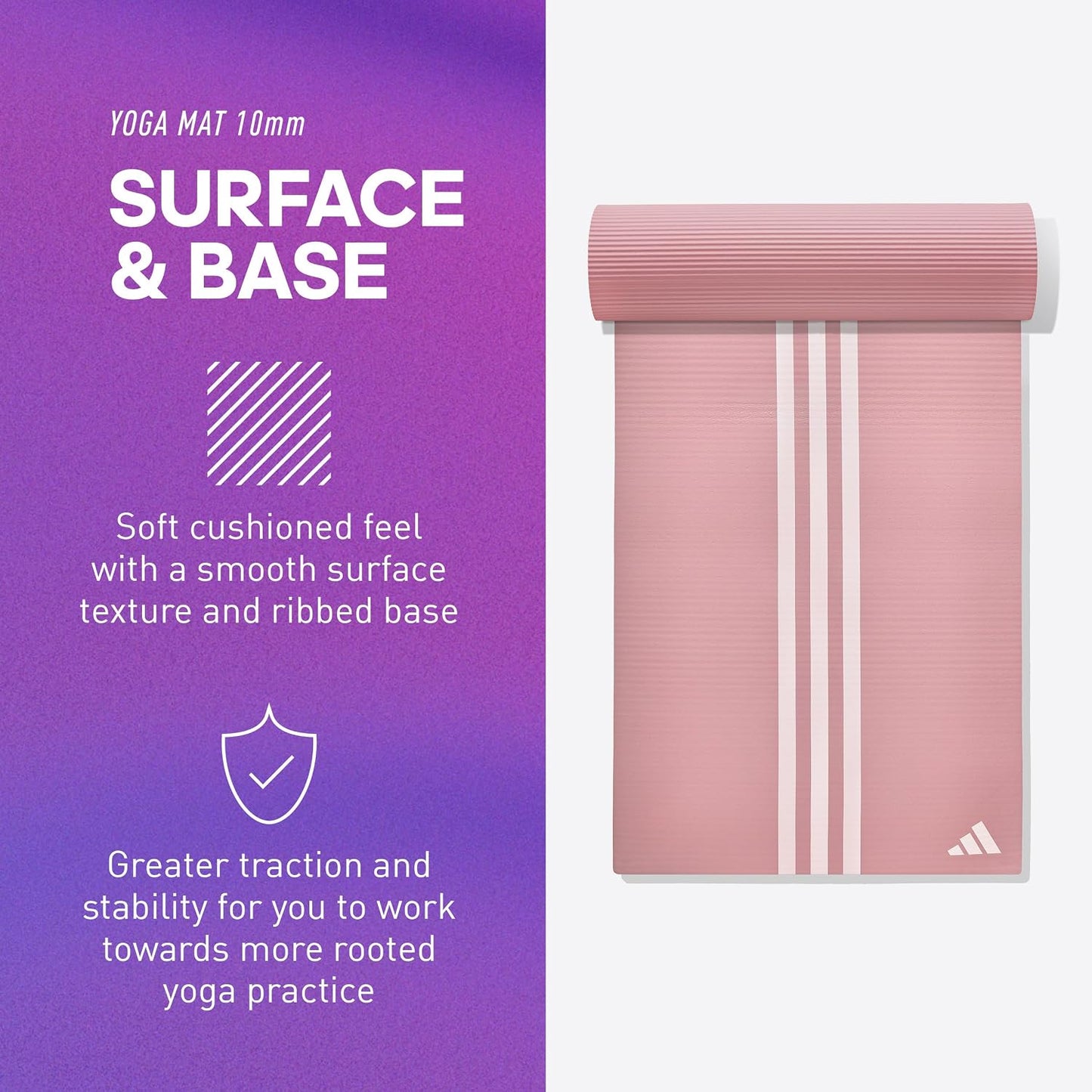 Adidas Yoga Mat Pilates Fitness Stretch Training 10mm Hazy Rose