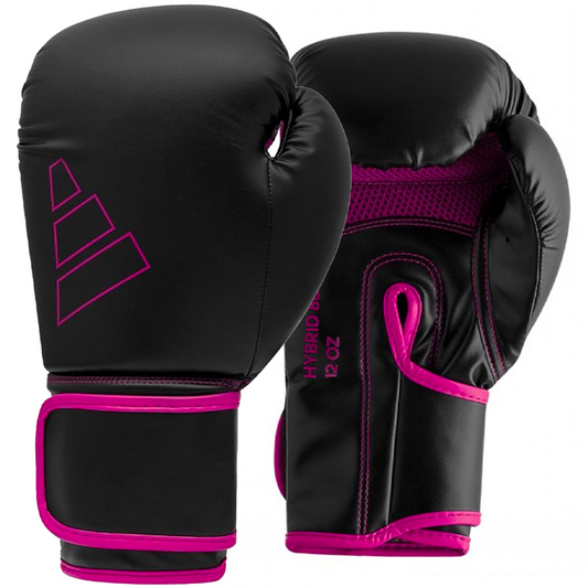 Adidas Hybrid 80 Boxing Gloves (Black/Shock Pink) - Combat Sports Glove
