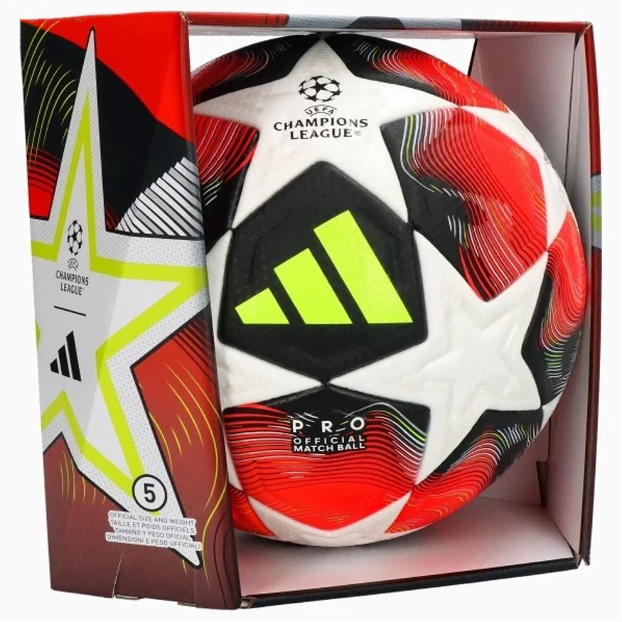 Adidas Fired Up Pro - Official Match Ball UEFA Champions League UCL Football Soccer - Size 5 White/Red