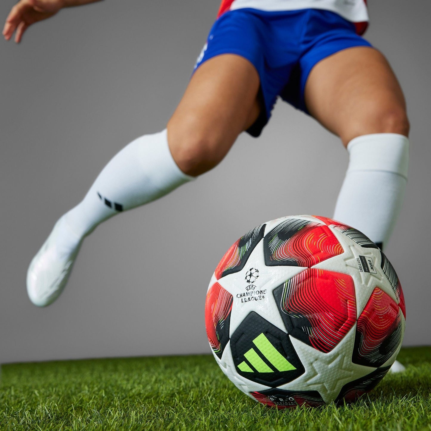 Adidas Fired Up Pro - Official Match Ball UEFA Champions League Football Soccer - Size 5 (White/Red)