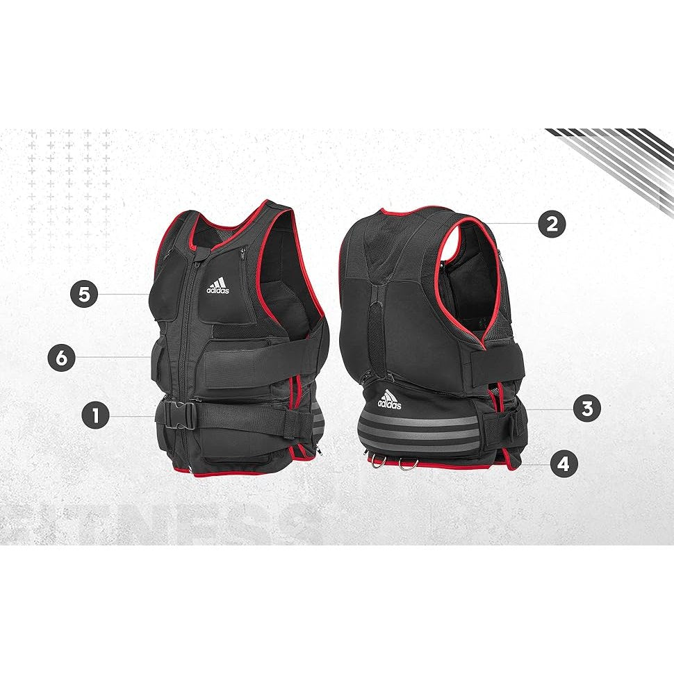 Adidas Full Body Weight Vest Cardio Fitness Training (Black/Red)