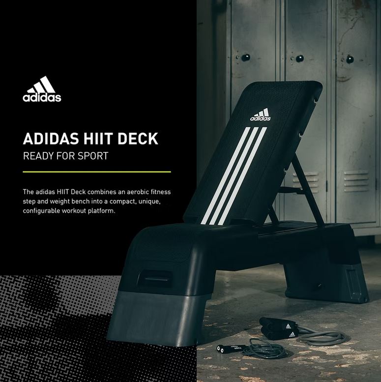 Adidas HIIT Deck - Aerobic Fitness Step - Weight Bench - Workout Platform Black/White