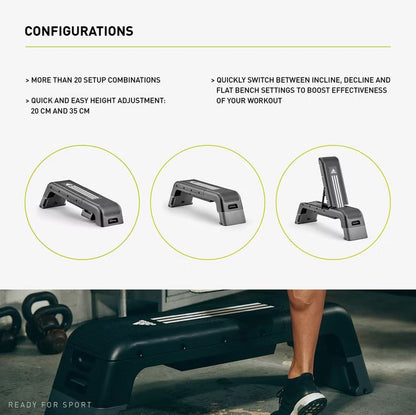 Adidas HIIT Deck - Aerobic Fitness Step - Weight Bench - Workout Platform Black/White