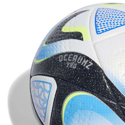 Adidas OCEAUNZ Pro - Official Match Ball Women's Football Soccer World Cup  - Size 5 (White/Navy/Blue)