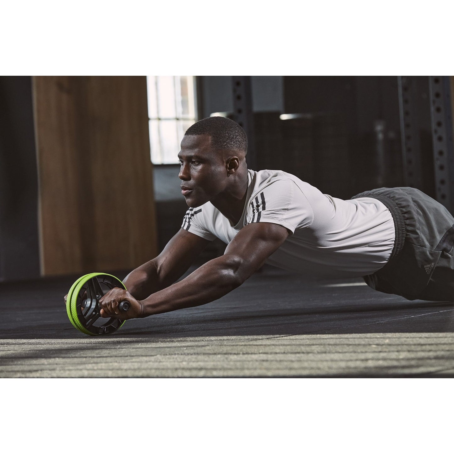 Adidas Performance AB Wheel Abdominal Fitness Training Roller (Black/Lime)