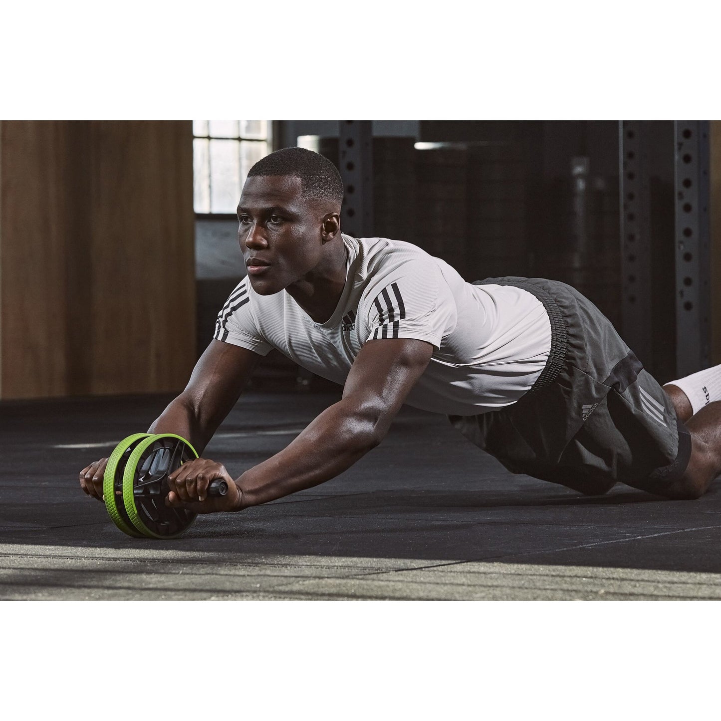 Adidas Performance AB Wheel Abdominal Fitness Training Roller (Black/Lime)