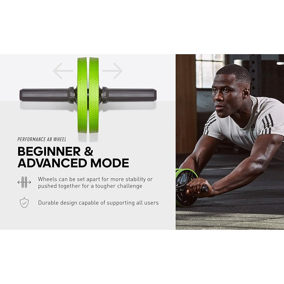 Adidas Performance AB Wheel Abdominal Fitness Training Roller (Black/Lime)