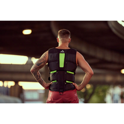 Adidas Performance Adjustable Weight Vest 10kg Cardio Fitness Training (Black/Lime Green)