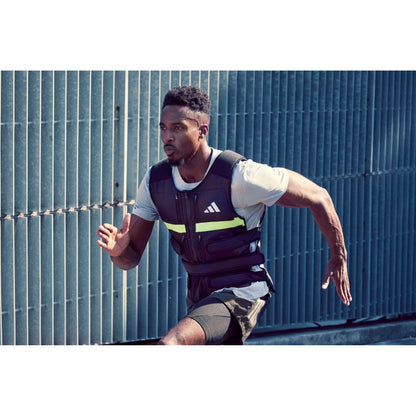 Adidas Performance Adjustable Weight Vest 10kg Cardio Fitness Training (Black/Lime Green)