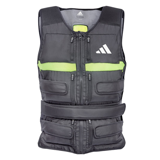 Adidas Performance Adjustable Weight Vest 10kg Cardio Fitness Training (Black/Lime Green)
