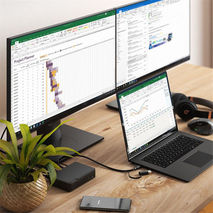 Alogic USB-C & USB 3.0 Dual Display Twin Monitor FHD Docking Station with USB-C & USB-A