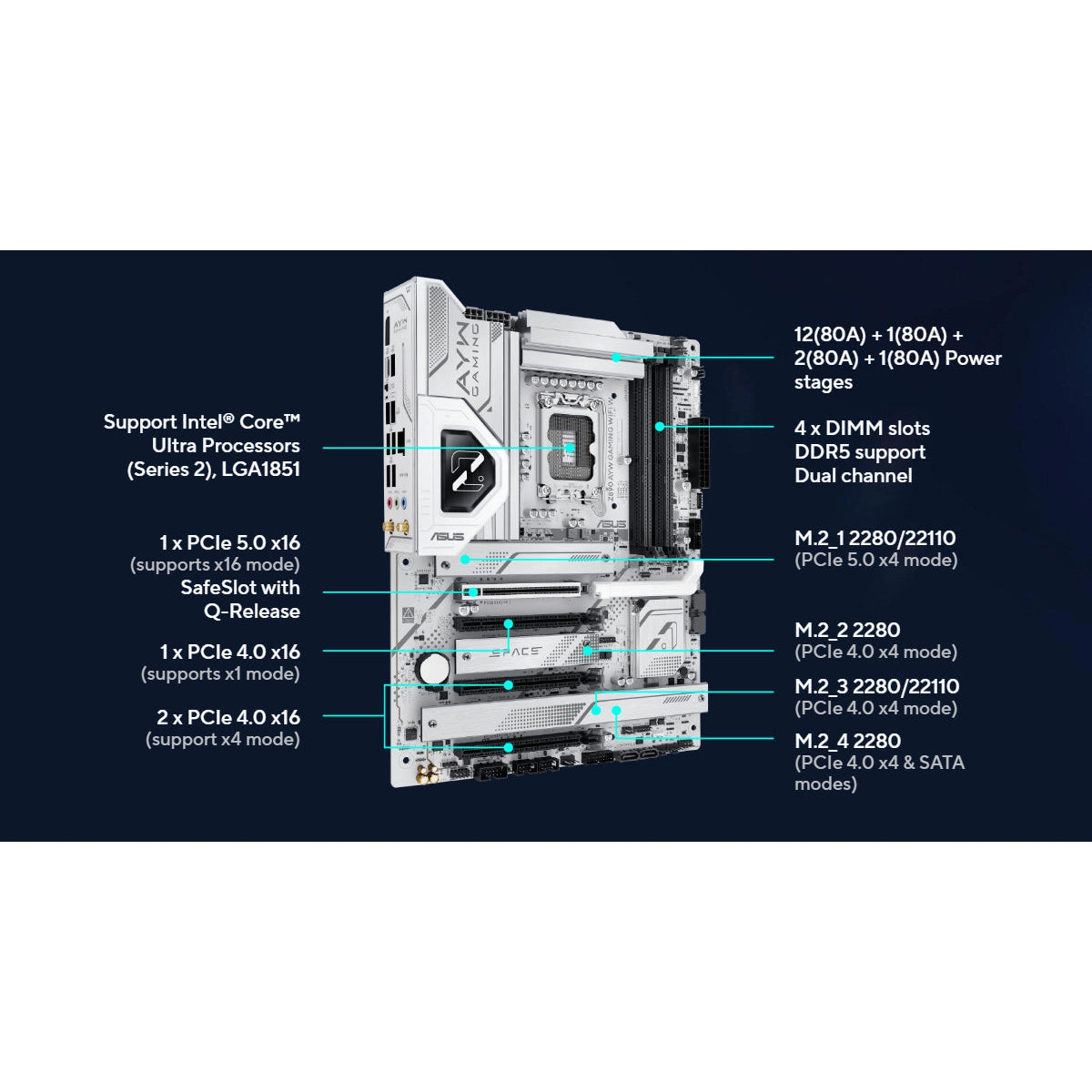 Asus Z890 AYW Gaming WIFI W ATX Motherboard | Intel Socket LGA1851 - Z890 Chipset