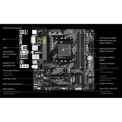 Gigabyte B550M DS3H AC mATX Motherboard for AMD Ryzen 5000 Series CPUs