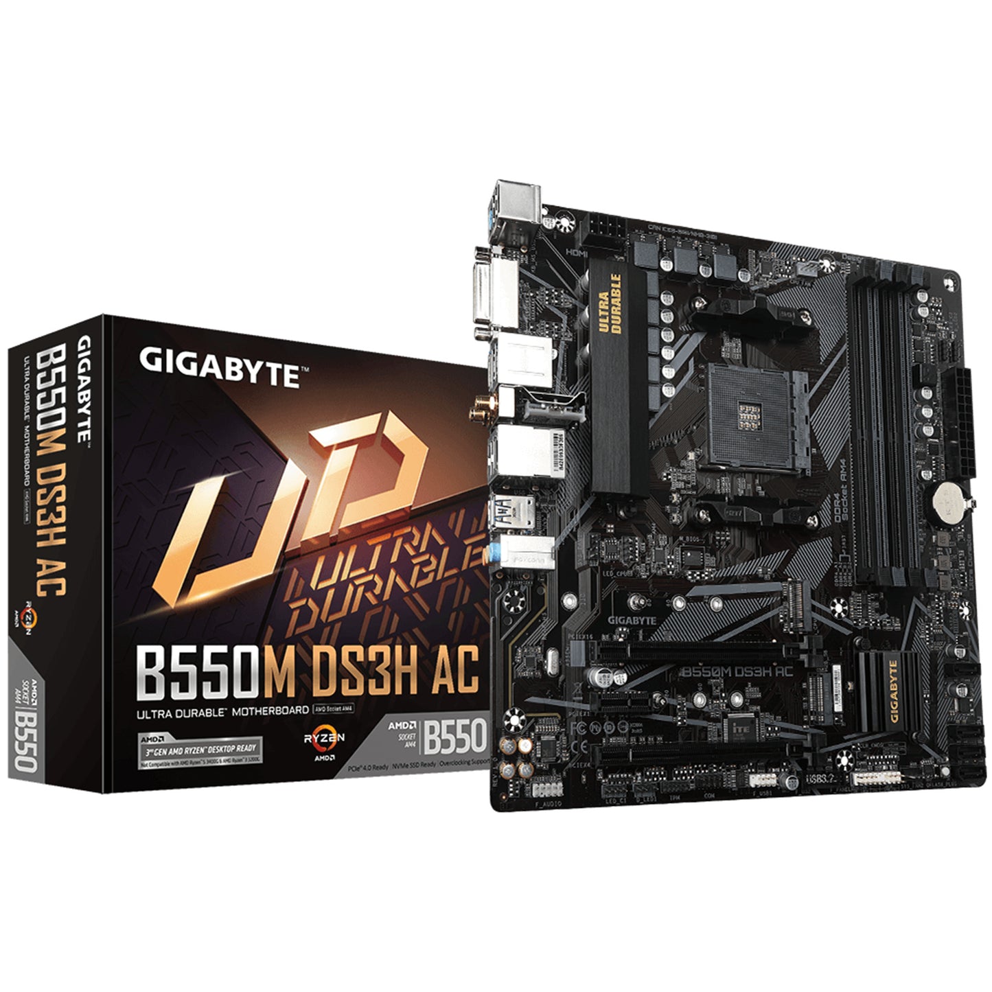 Gigabyte B550M DS3H AC mATX Motherboard for AMD Ryzen 5000 Series CPUs