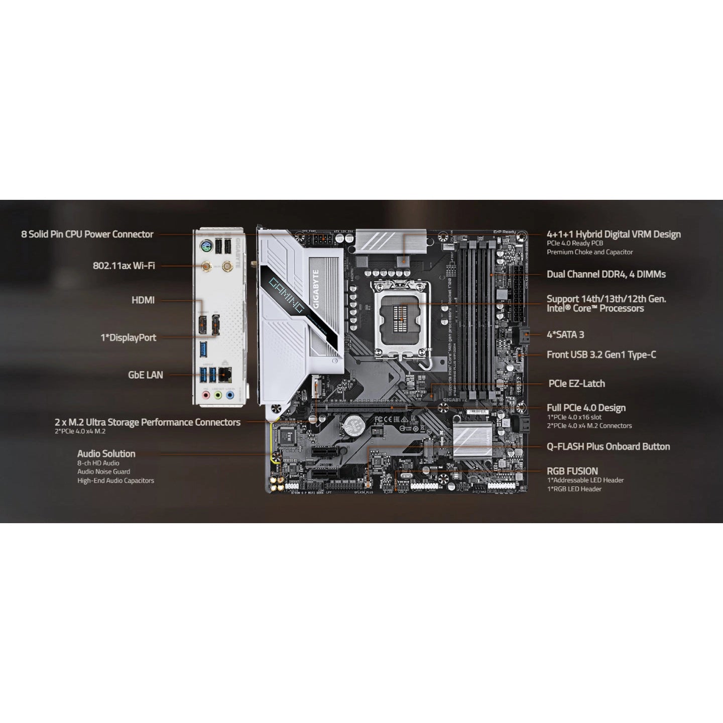 Gigabyte B760M Gaming Plus WIFI DDR4 Intel Socket LGA1700 mATX Motherboard