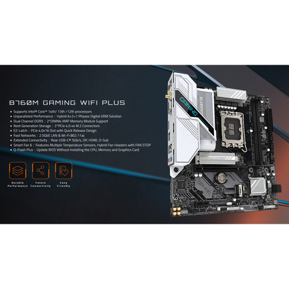 Gigabyte B760M Gaming WIFI Plus DDR5 Intel Socket LGA1700 mATX Motherboard