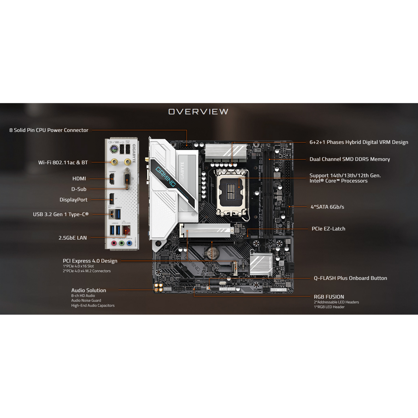 Gigabyte B760M Gaming WIFI Plus DDR5 Intel Socket LGA1700 mATX Motherboard