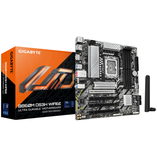 Gigabyte B860M DS3H WIFI 6E mATX Motherboard for Intel LGA1851 - B860 Chipset