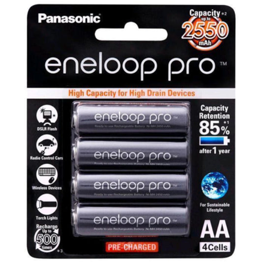 Panasonic Eneloop PRO AA 2500mAh 1.2V Rechargeable Batteries (4 Pack)