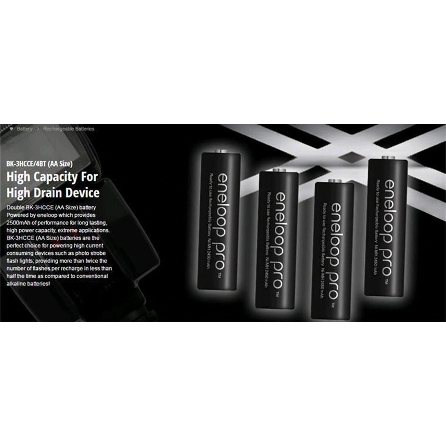 Panasonic Eneloop PRO AA 2500mAh 1.2V Rechargeable Batteries (4 Pack)