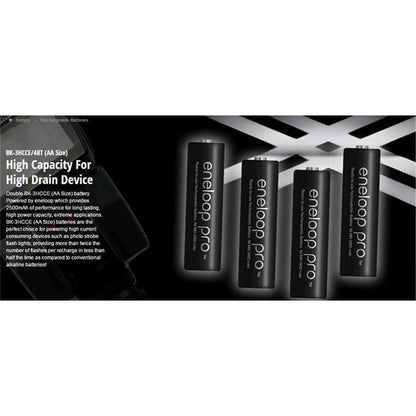 Panasonic Eneloop PRO AA 2500mAh 1.2V Rechargeable Batteries (4 Pack)