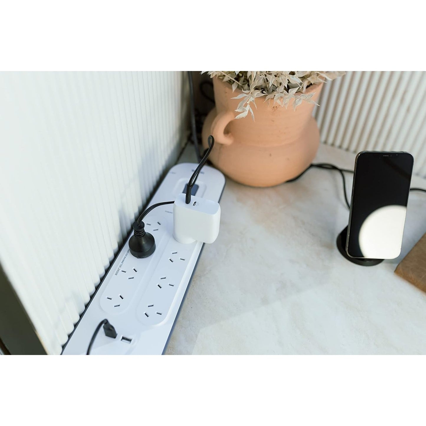Belkin 8-Outlet Surge Protection Strip with 2x USB-A 2.4 Amp Charging Ports (White/Grey)