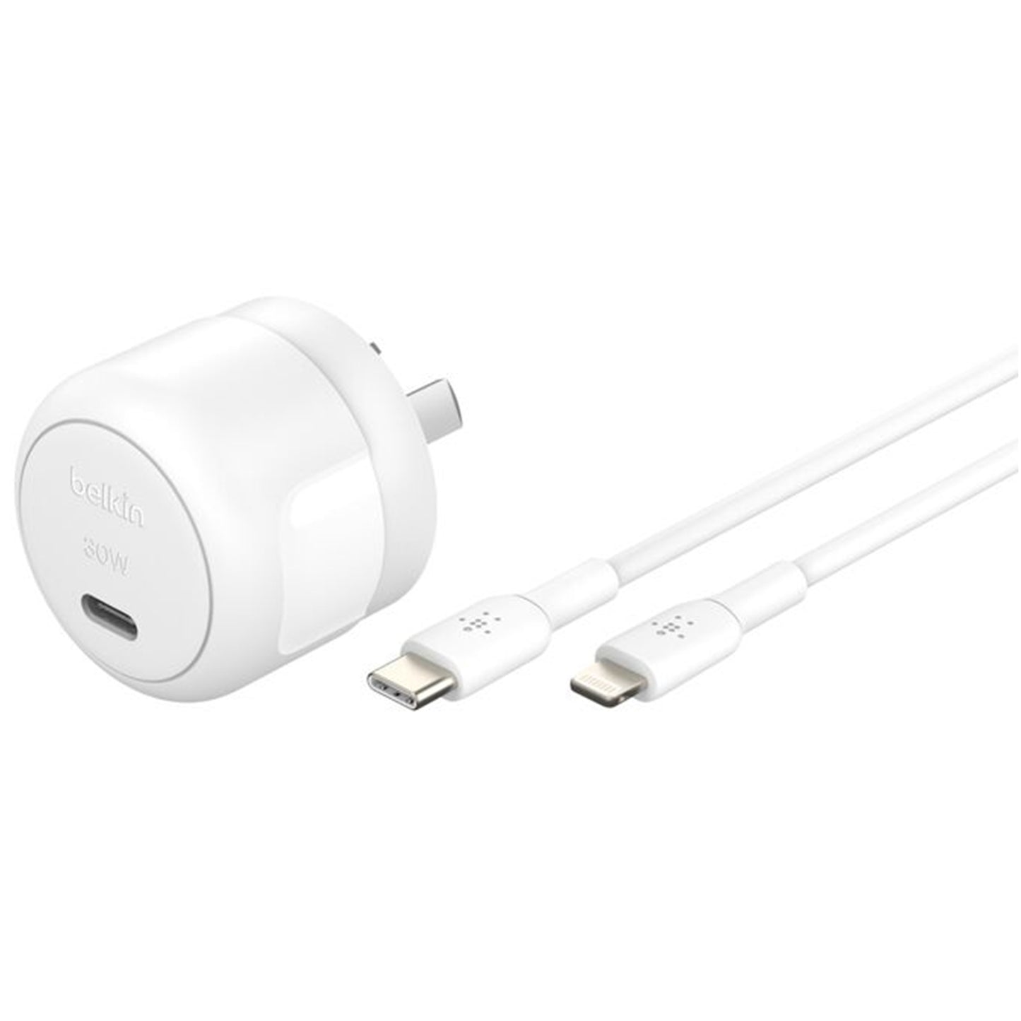 Belkin BoostCharge Compact USB-C Wall Charger 30W with USB-C to Lightning Cable
