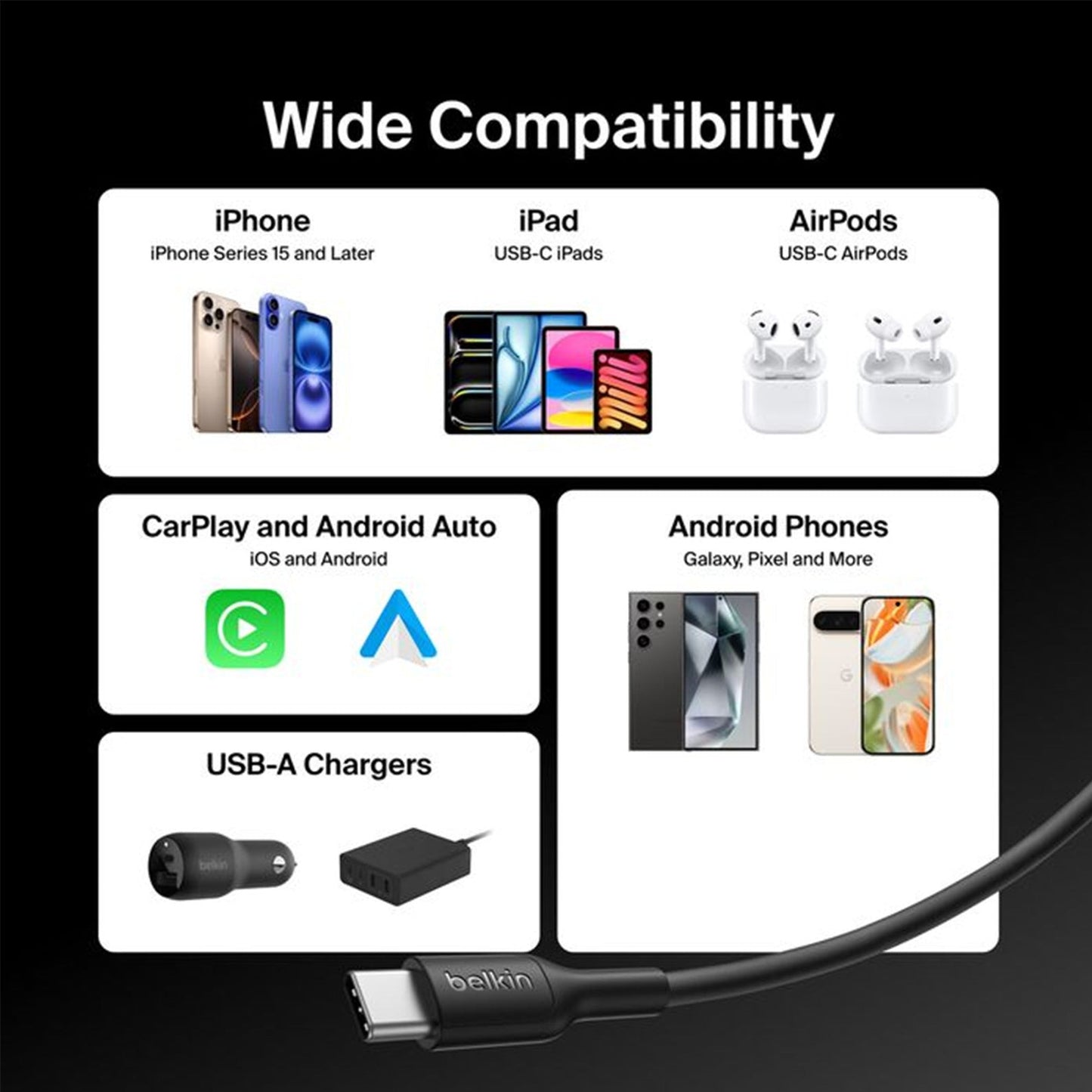 Belkin BoostCharge USB-A to USB-C Cable 15W - 1m (Black)