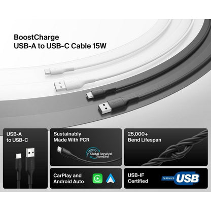 Belkin BoostCharge USB-A to USB-C Cable 15W - 1m (Black)