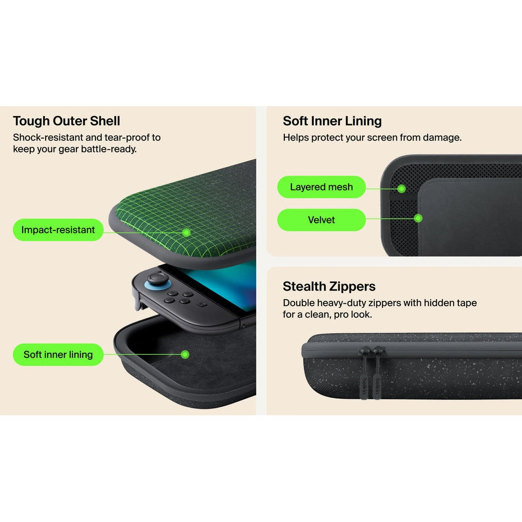 Belkin Gaming Charging Case for Nintendo Switch 2 with Power Bank and USB-C Cable (Charcoal)