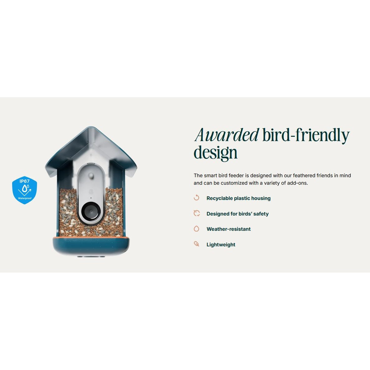 Birdbuddy Pro Solar Smart Bird Feeder with Solar Powered Roof and 2K 1440p AI Camera Blue