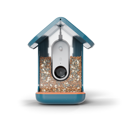 Birdbuddy Pro Solar Smart Bird Feeder with Solar Powered Roof and 2K 1440p AI Camera Blue