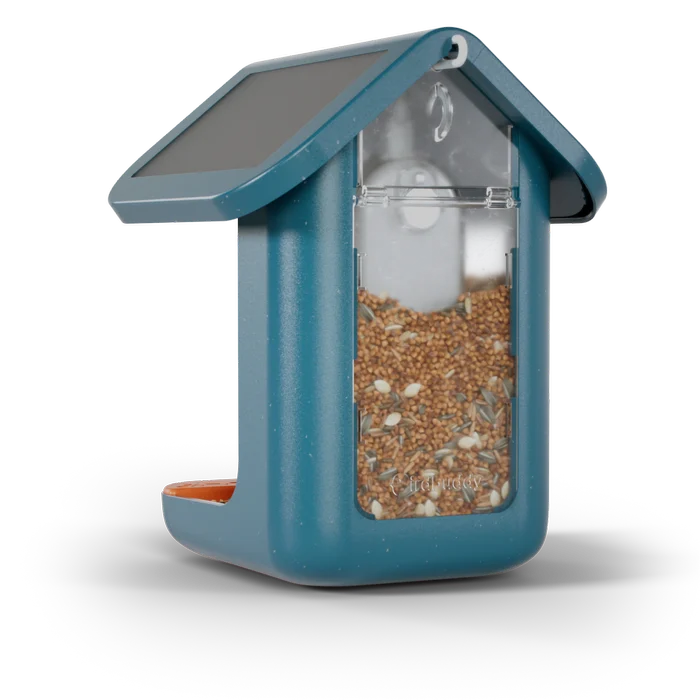 Birdbuddy Pro Solar Smart Bird Feeder with Solar Powered Roof and 2K 1440p AI Camera Blue