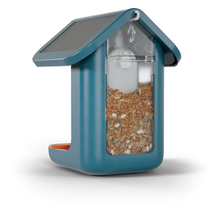 Birdbuddy Pro Solar Smart Bird Feeder with Solar Powered Roof and 2K 1440p AI Camera Blue