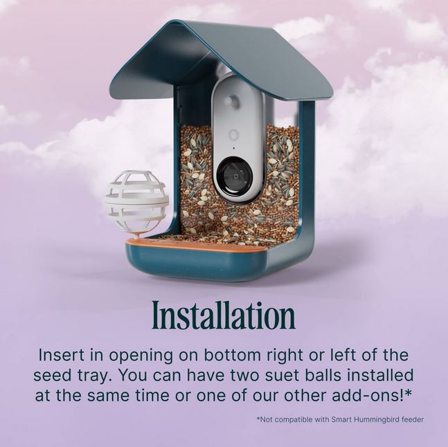 Birdbuddy Suet Ball Holder for Smart Bird Feeder White