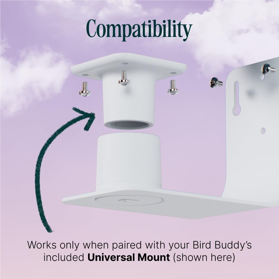 Birdbuddy Wall Mount for Smart Bird Feeder - 180° Spinning for Easy Refill White