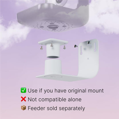 Birdbuddy Wall Mount for Smart Bird Feeder - 180° Spinning for Easy Refill White
