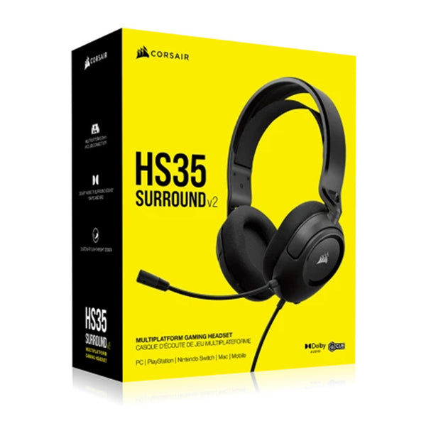 Corsair HS35 V2 Multiplatform Gaming Headset with 3.5mm Audio Jack Carbon