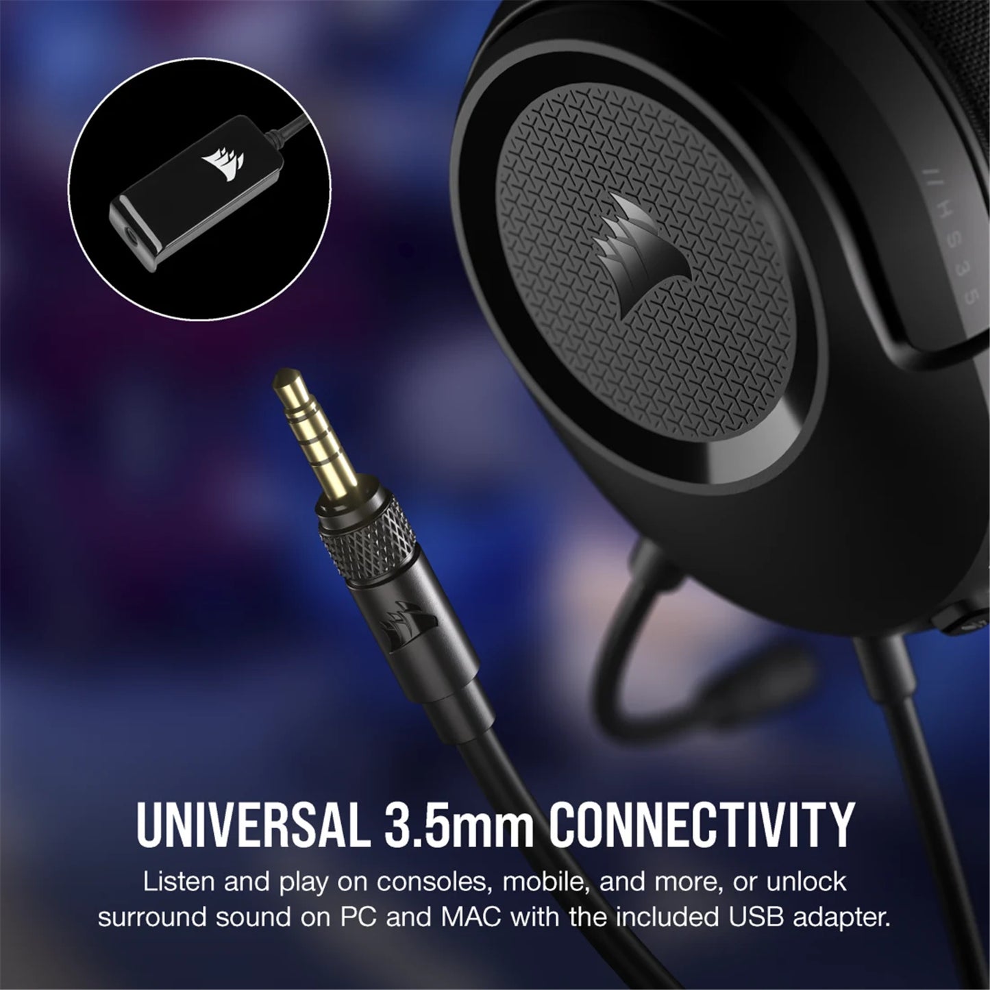 Corsair HS35 Surround V2 Gaming Headset with USB Adapter (Carbon)
