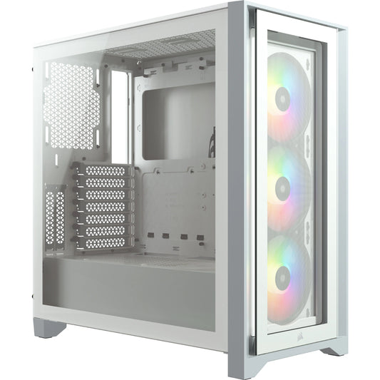 Corsair iCUE 4000X RGB ATX Mid-Tower Tempered Glass Gaming PC Case (White)